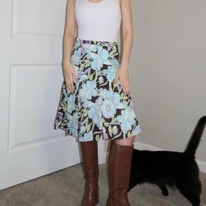 Vintage Y2K Brown Floral Midi Skirt